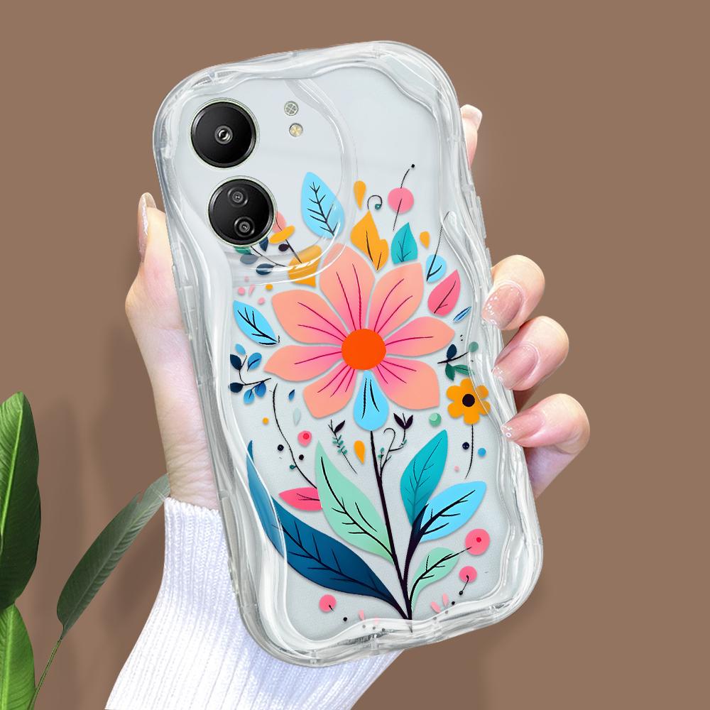 Carcasă cu textura cremă cu model de desene animate cu margine ondulată Husă din silicon moale pentru telefon pentru Xiaomi Redmi