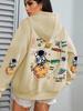 Galaxy und Astronaut Cartoon Print Kapuzenpullover Damen Rundhals Lässig Weicher Hoodie Mode Oversize Hoodie Herbst Warm Fleece Kapuzenpullover