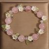 Bracelet Exquis en Cristal Fleur de Quartz Rose: Bijoux élégants et empilables pour femmes et étudiantes