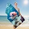 Newest Galaxy Space Big Whale Undersea Print Microfiber Beach Towel, Quick Dry Fantasy Sea Creature Towel for Beach Pool Camping