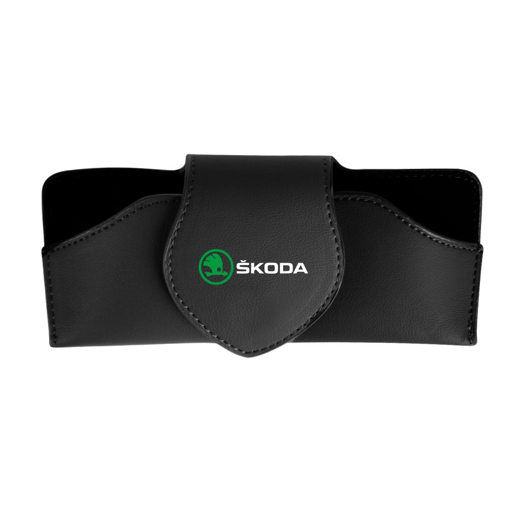 Car Leather Glasses Case Sun Visor Sunglasses Clip Organizer Box For Skoda Octavia VRS VII Rapid Kodiaq Fabia Karoq Superb Scala