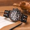 Bobo Bird S18-1 Men's Stylish Wooden Watch Black Stainless Steel Chronograph Luminous Pointer 44mm Fashion Watch