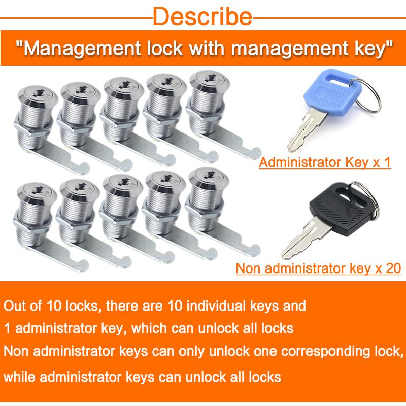 10 Sets 16/20/25/30mm Security Lock Public/Private keyMetal Cylinder Cabinet Locker Cam Lock With 2 Keys Mailbox Lock Drawer