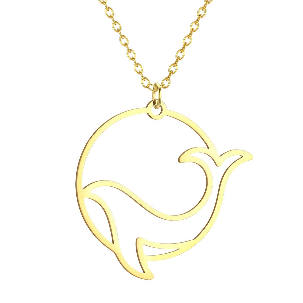 Kinitial Raindrop Cloud Whale Ghost Hand Flower Horse Meditation Moon Stainless Steel Pendant Necklace For Women Jewelry Gift