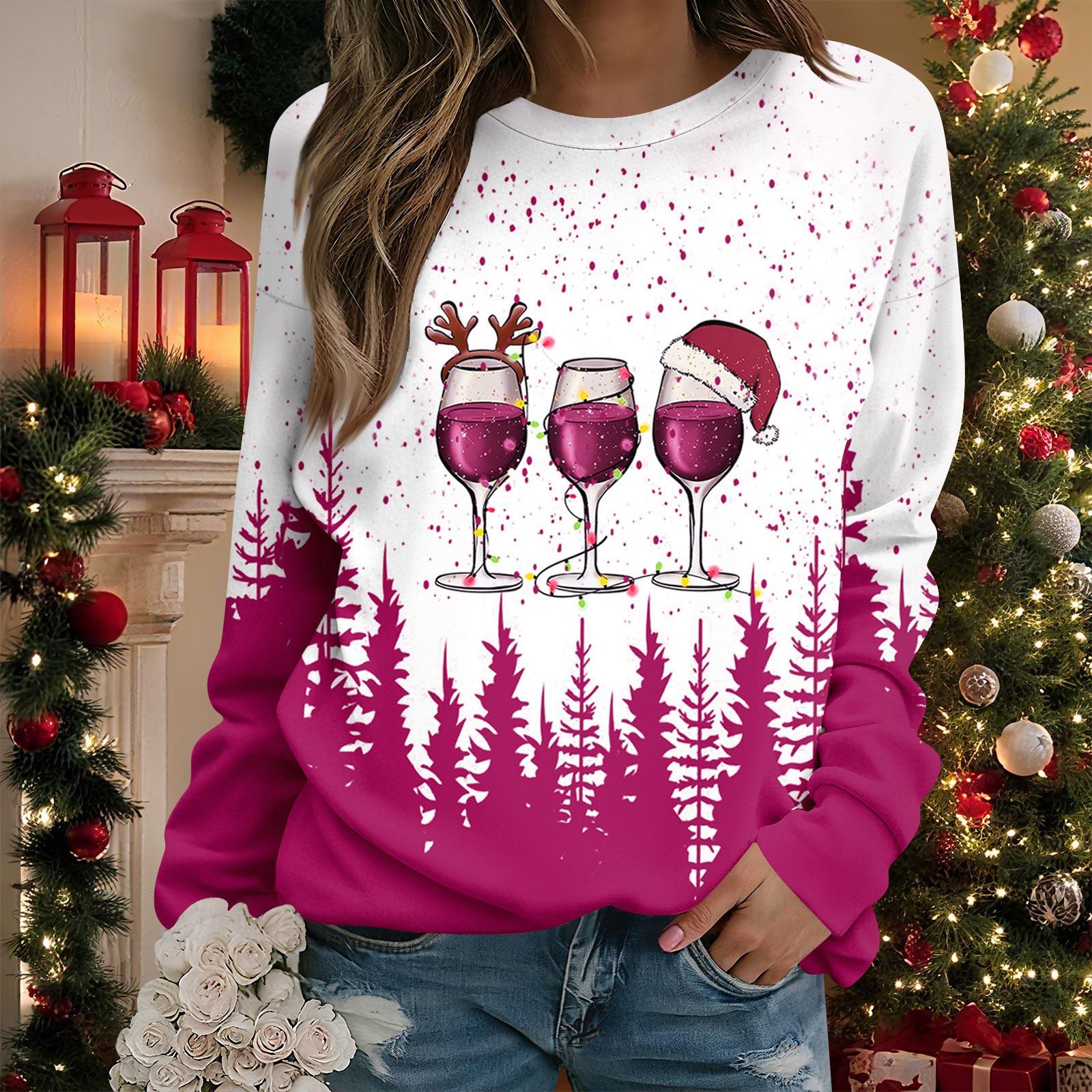 

Women Tops Women s Long Sleeve Sweatshirt Casual Crewneck Loose Fit Pollover Fleece Tops XL