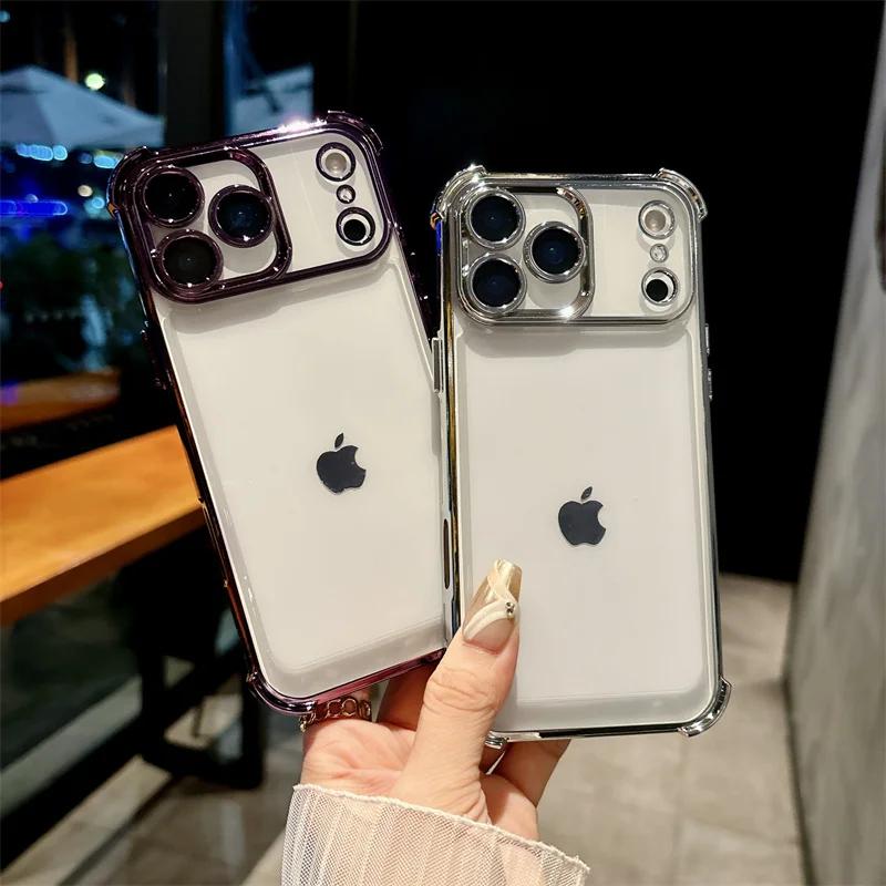 Luxury Plating Transparent Shockproof Phone Cases For Apple iPhone 17 Air 16 15 14 Plus 13 12 11 Pro Max X XR XS Max Soft Cover