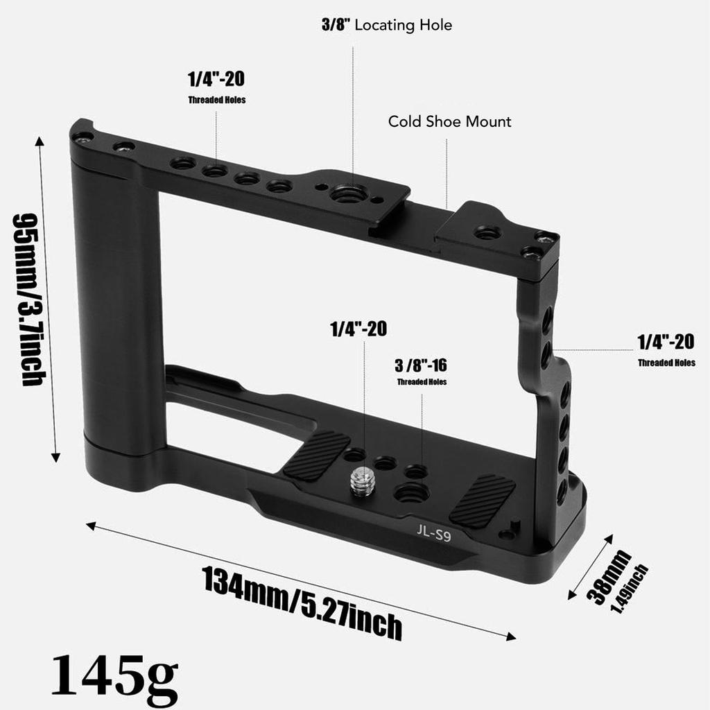 Aluminum Alloy Camera Cage for Easy Assembly and Integrated Cold Shoe Quick Release Plate for Secure Screw Screw S9, Disassembly, Mount, Arca-Style