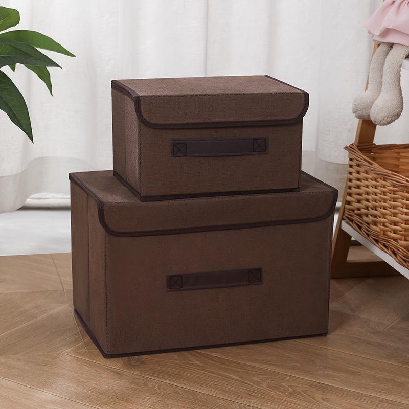 Foldable Fabric Storage Box Set, Stackable & Dustproof, with Lid - 2 Pieces.