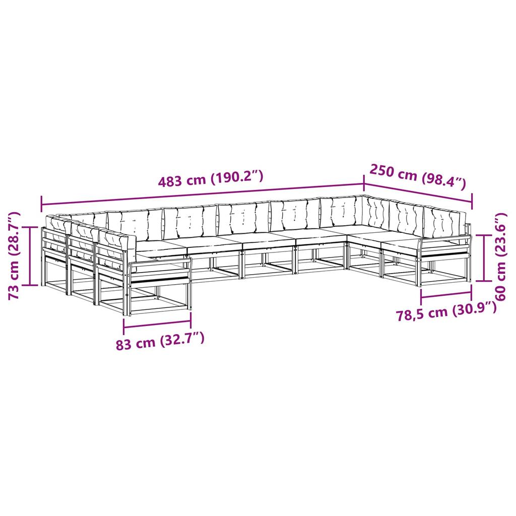 Outdoor Sofa Set with Cushions 10 pcs Natural & Cream