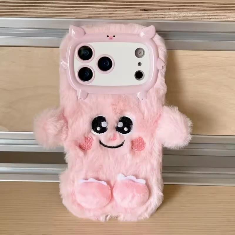 

3D Милі Мультяшні Смішні Чохли Для Телефону Для iPhone 17Air16 15 14 13 12 11 ProMax Теплий Зимовий Пухнастий Плюшевий М який Захисний Бампер iPhone 17 Pro Max