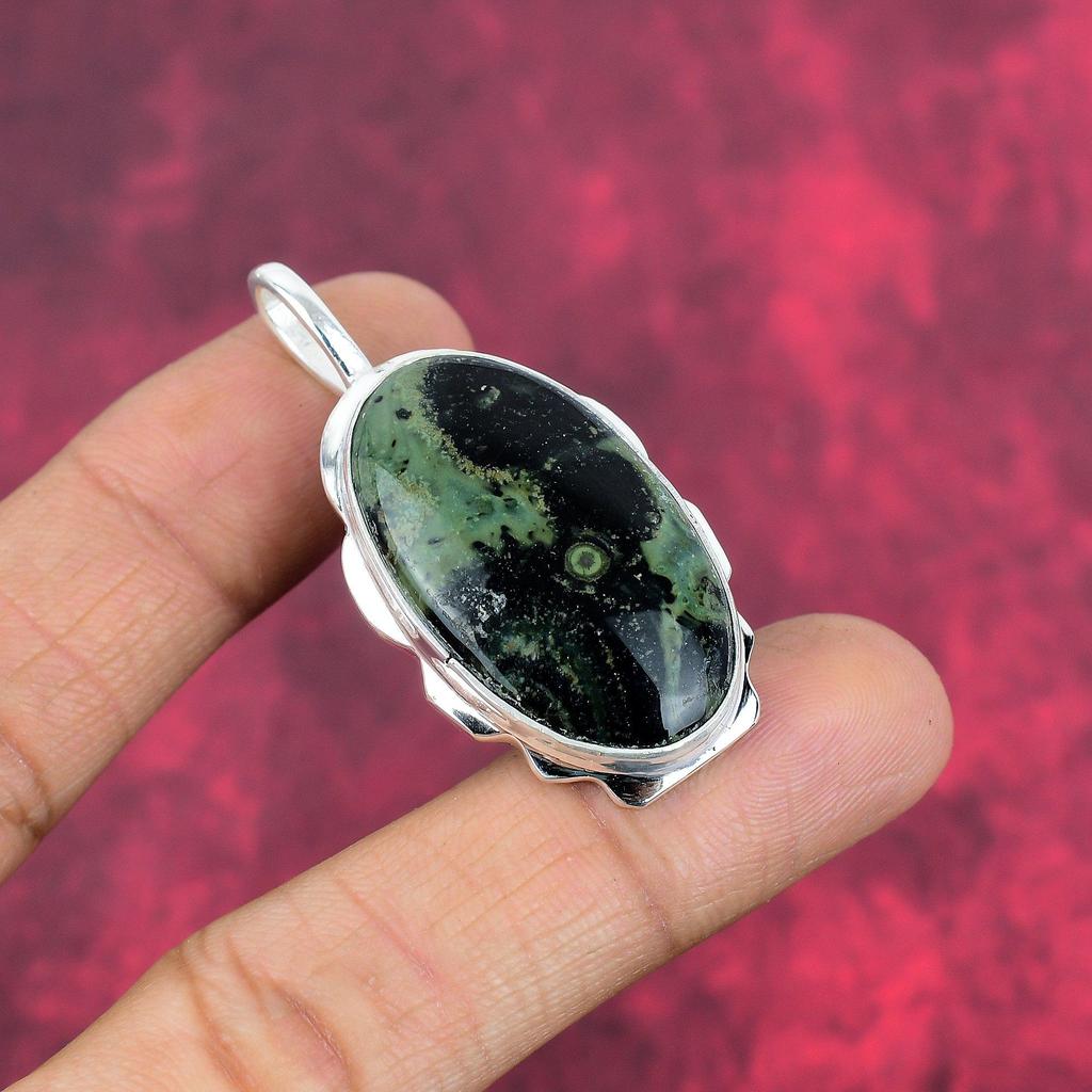 Pingente de Prata de Lei 925 Sólida com Rubi em Zoisita, Joia Pingente de Pedra Preciosa Feita à Mão, Presentes Para Esposa Pingente Novo