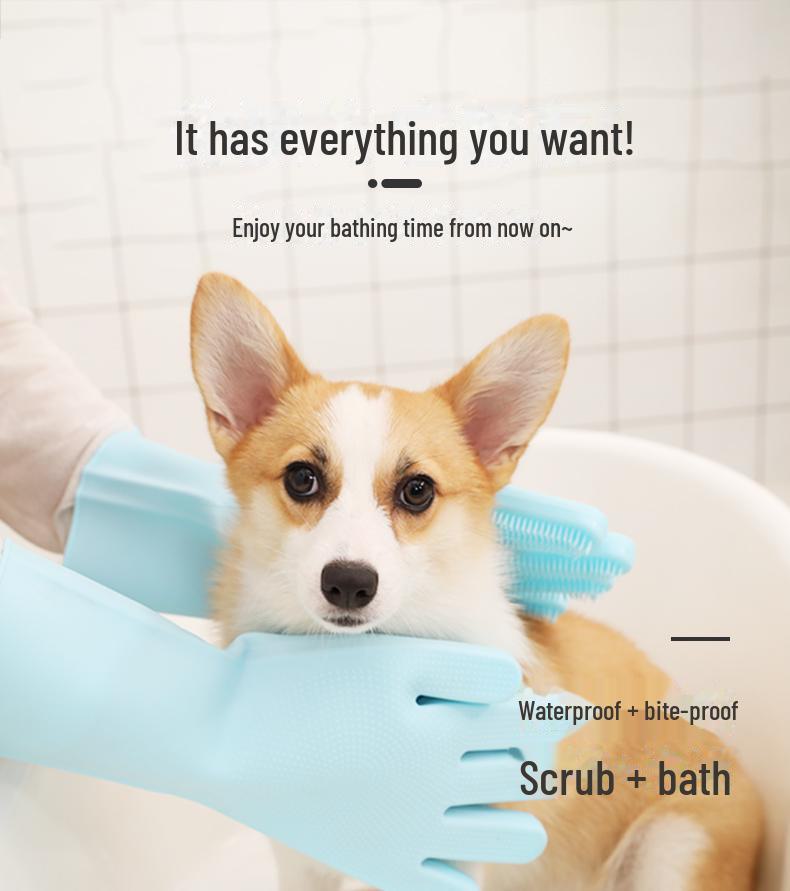 Puppy & Cat Silicone Bath Brush: Gentle Pet Washing Gloves for Golden Retrievers