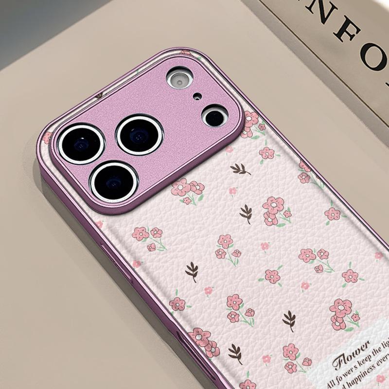 Full screen crushed flower is suitable for Apple 17pro mobile phone case iphone16pm leather pattern, personalized anti-drop