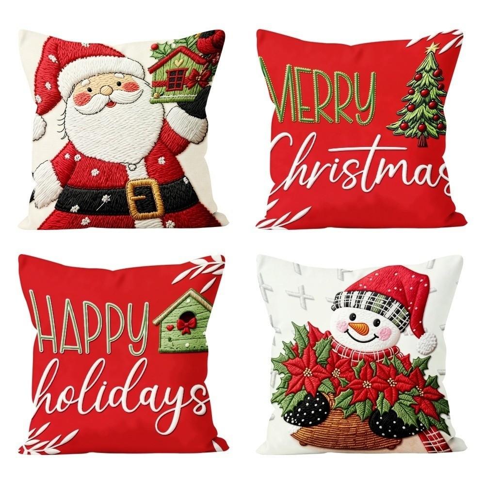 2D Printed Christmas Pillow Covers Tree Snowman Pillow Cover Party Supplies Xmas Pillowslip Sofa