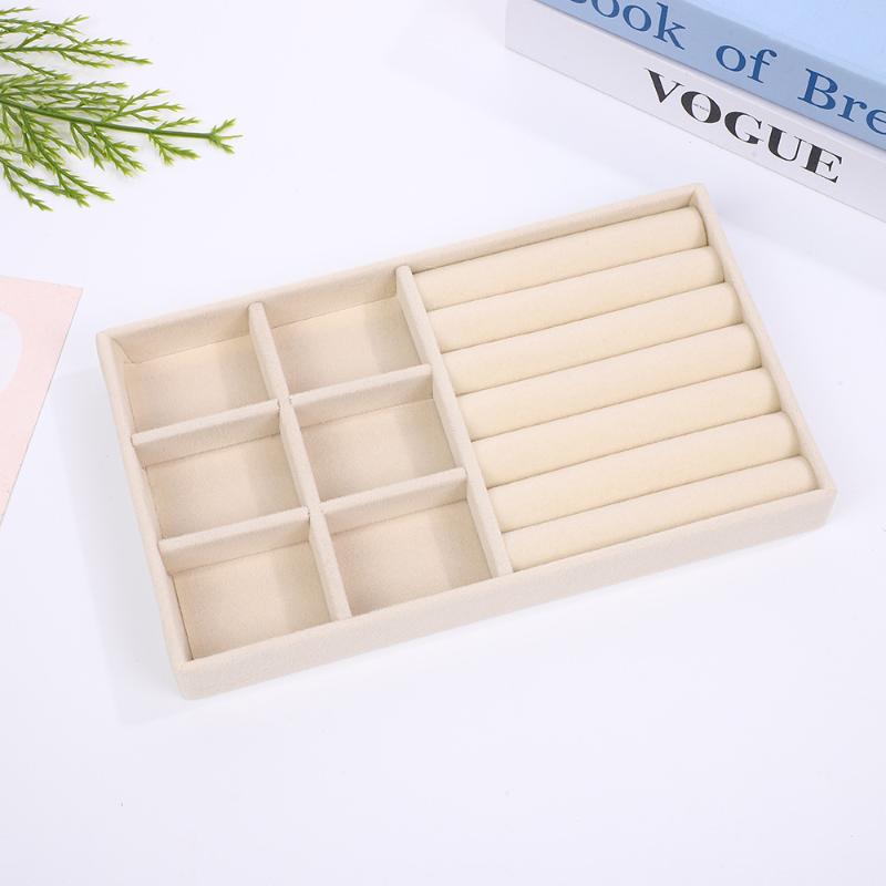 Velvet Jewelry Display Tray With Multi Compartments For Rings Earrings Bracelets Necklaces Storage Box Organizer Case