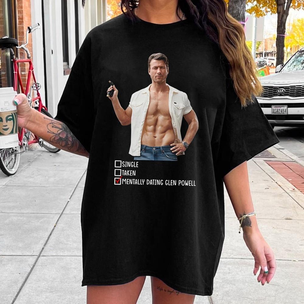 Mental Dating Glen Powell T-shirt Glen Powell Fan Gift Unisex T-Shirt XXL