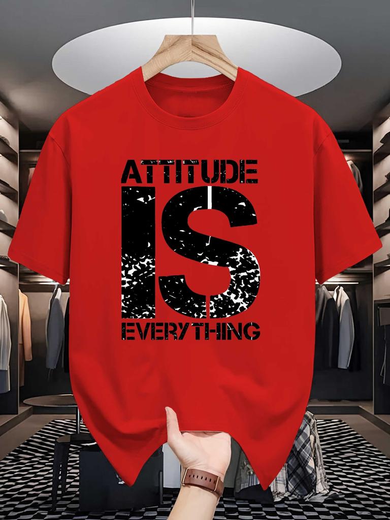 Distressed Attitude Slogan Print Unisexs Crew Neck T Shirt Motivational Letter Graphic Short Sleeve Casual Cotton Daily Tees