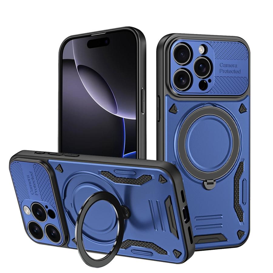 Solid Armor Shockproof Magnetic Case For Apple iPhone 11 12 13 14 15 16 17 Pro Max Plus Air Car Holder Ring Stent Phone Cover