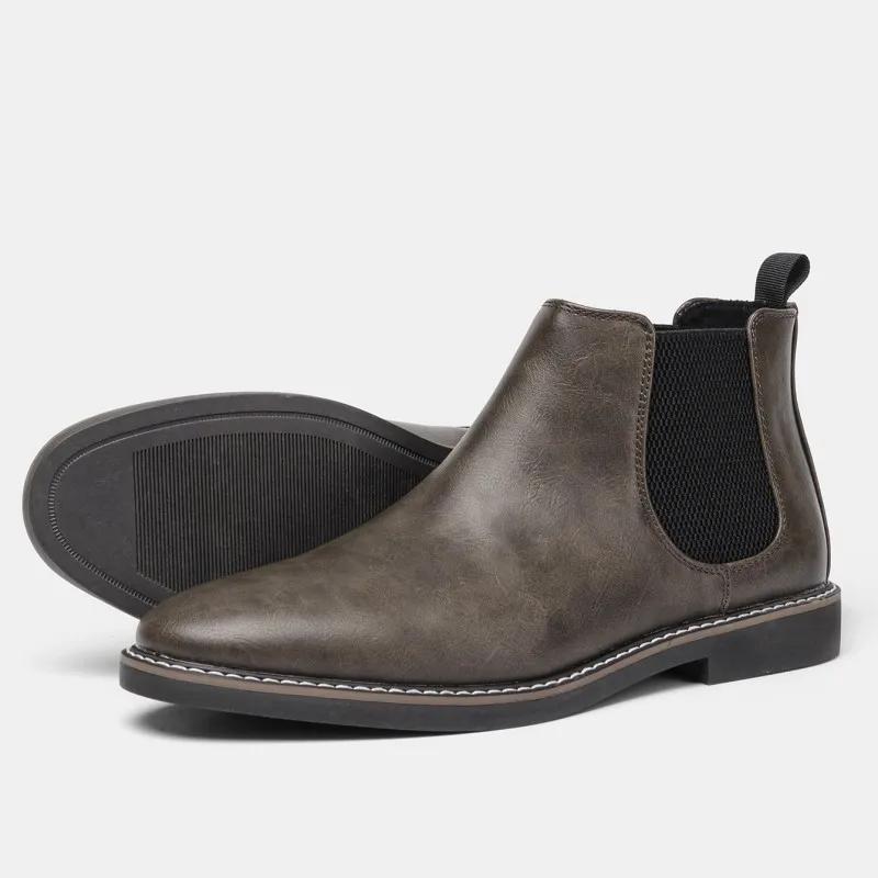Fashion Botas Para Hombre High Quality British Men Shoe Men Chelsea Boot Fashion Leather Shoe Retro Men Large Ankle Boot Men Winter Shoe