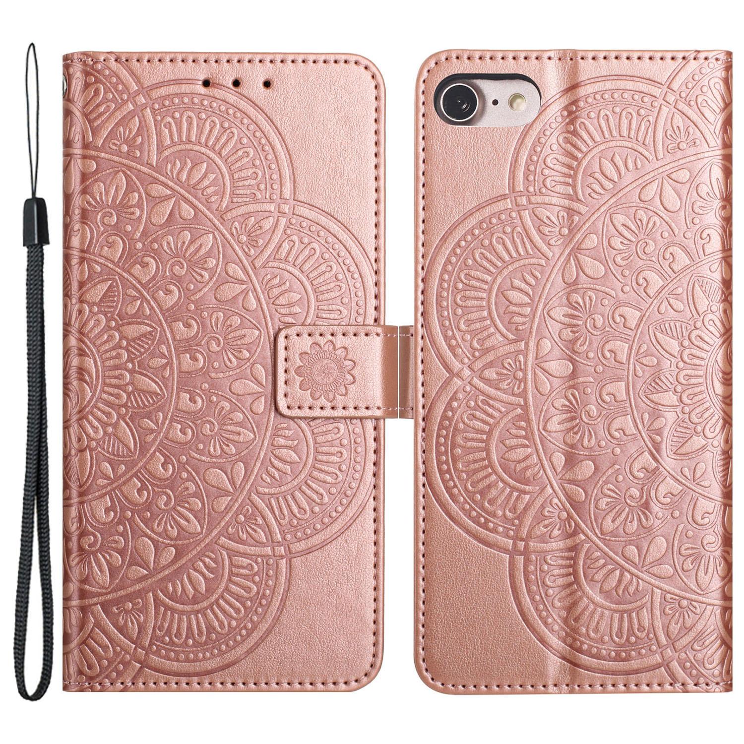 

Для iPhone 6/6s/7/8/SE (2020)/СЕ (2022) Чехол-книжка для телефона с цветком из искусственной кожи на магните Rose Gold