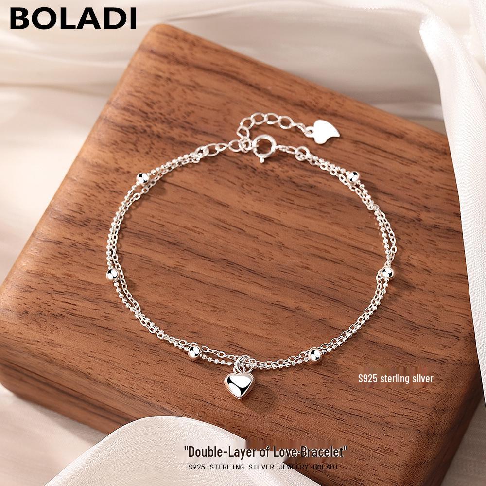 Elegant S925 Sterling Silver Dual Heart Bracelet - Chic, Modern, and Versatile