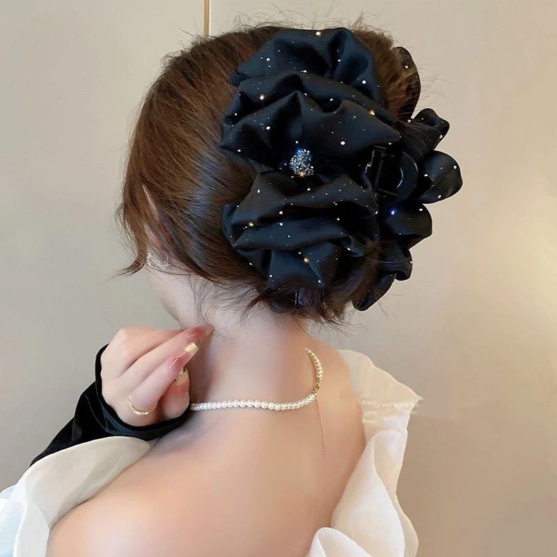 Oversized Mesh Hair Accessory Double Sided Bubble Clip 1Pcs Rhinestone Hairpin for Dating Anniversary Stylish Hairdos