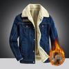 Men's European & American Denim Multi-Pocket Fleece-Lined Casual Jacket, Loose Fit, Plus Size.