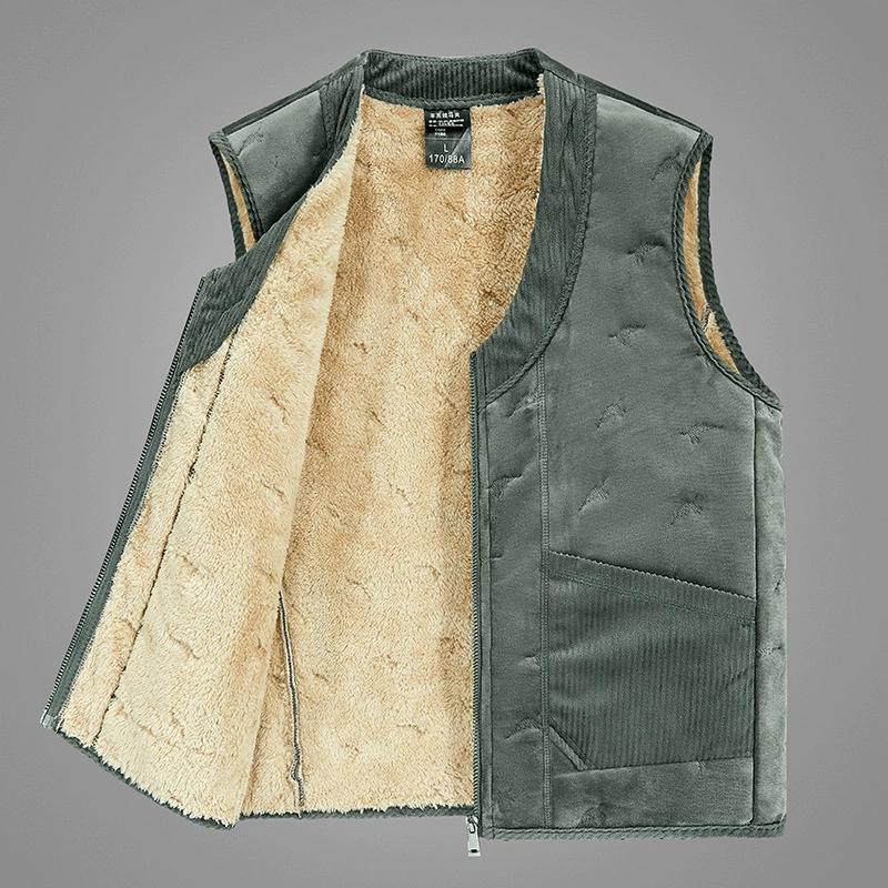 Fashion Clothing Men's Thickened Wool Top Winter Plush Lined Vests male Men's Warm Cashmere vests Sleeveless Zipper Coat Men's