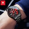 OLEVS Creative Wheel Men's Luxury Watch Waterproof Rotary Sport Car Rim Watch Luminous Fashion Quartz Wristwatches