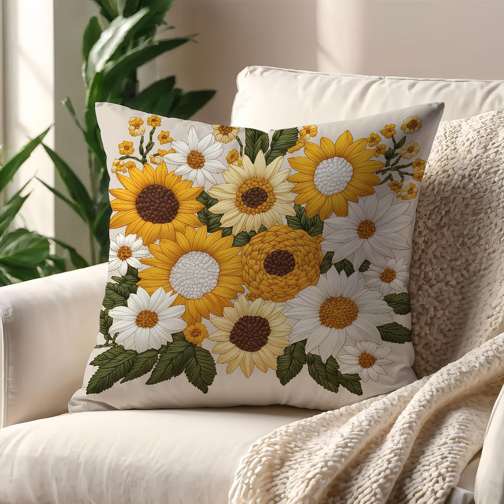 Brightly Colored Flowers Cushion Cover For Pillow Printing Sofa Decoration Home Car Room Coffee Shop Office Nordic Simplicity