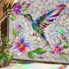 Holiday Sticker Colored Glass Hummingbirds And Flowers Artistic Gorgeous Home Wall Stickers Art DIY Home Wall Decoration Gifts