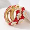 Vintage Artificial Enamel Red Flower Golden Plated Hoops Earrings for Women  Holiday Party Jewelry Exquisite Accessories