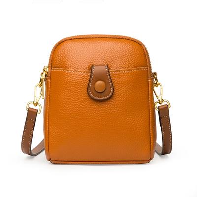 Women's Solid Color Cowhide Shoulder Crossbody Bags Designer 2 Zipper Genuine Leather Small Bag Fashion Ladies Bags