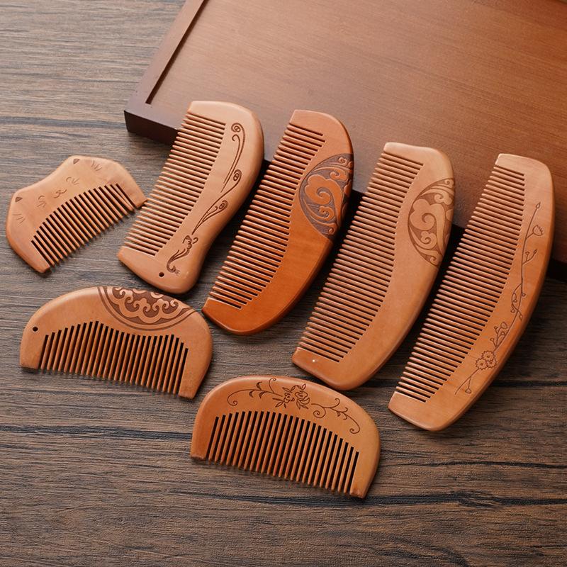 Anti-Static Handcrafted Natural Peach Wood Hair Comb Head Massage Wooden Comb Hair Care Diy Styling Tool