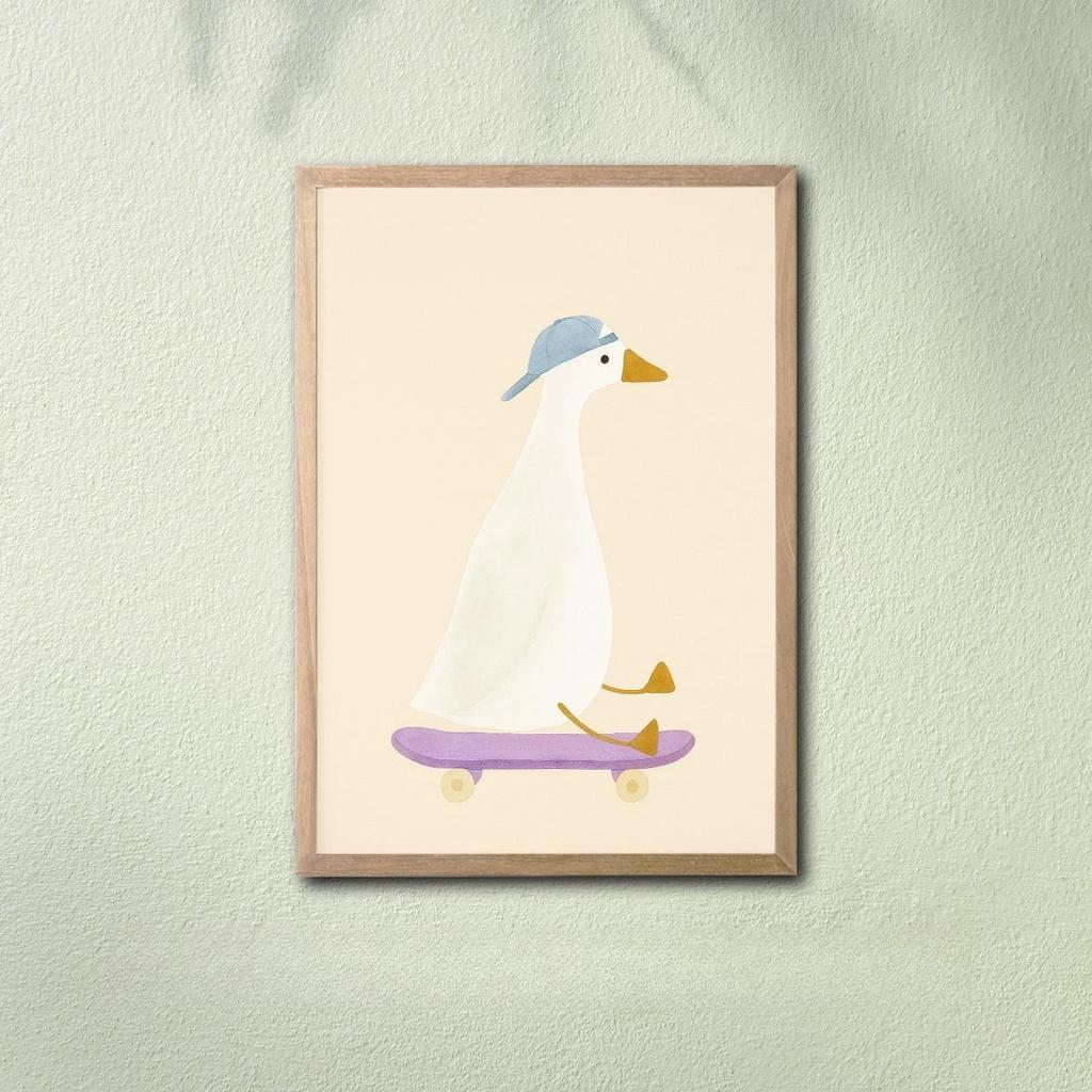Minimalist Duck Wall Art Poster for Bedroom and Kids Room Decor Cute Cartoon Style Print Frameless