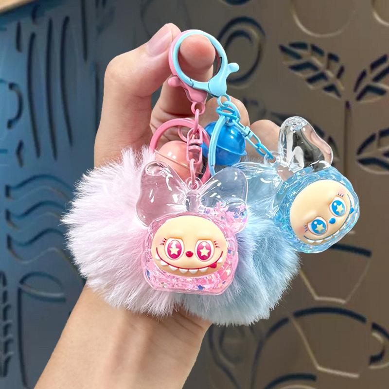 Kreativ Tegneserie Akryl Kvikksand Oljeinfundert Lysende Lerret Nøkkelring Veskeanheng Nøkkelringanheng