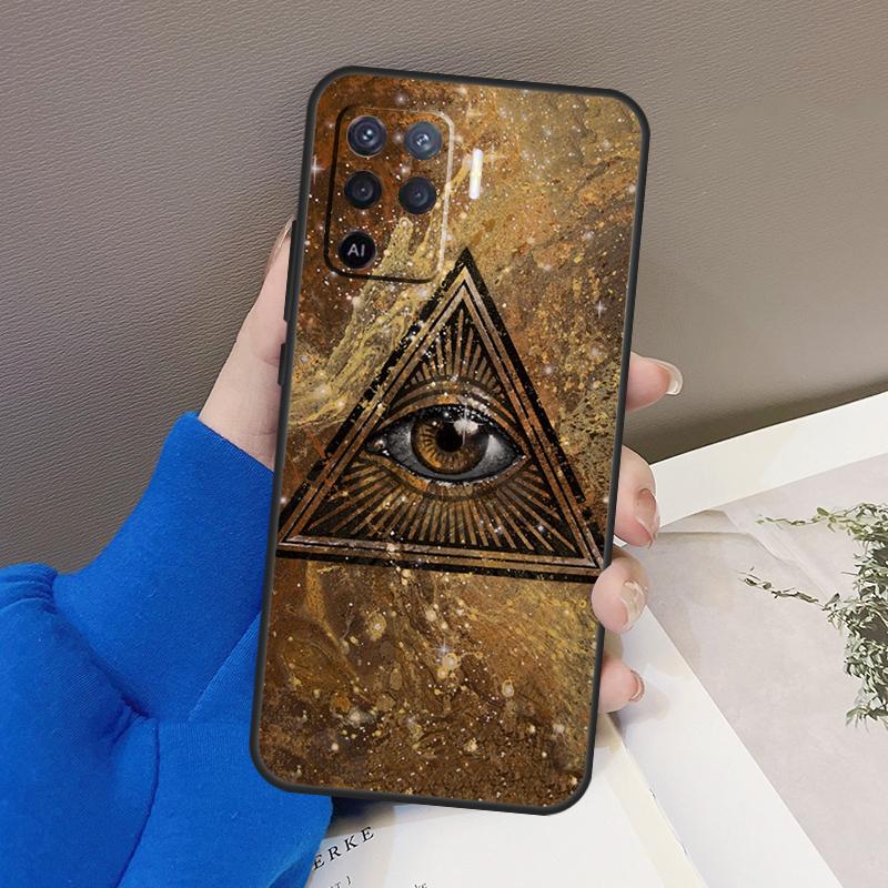 Illuminati Eye Occult Pyramid Case For Oppo A94 A74 A54 A80 A60 A40 A18 A38 A58 A78 A98 A96 A76 A16 A15 A17 A57 A77 A5 Pro