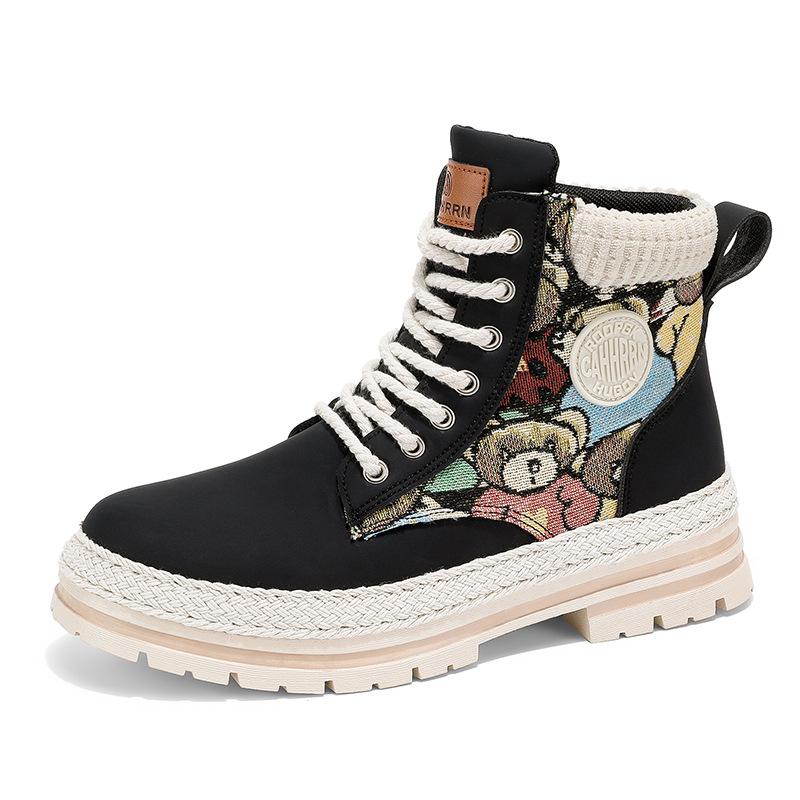 Retro Couple Style Lace-Up Martin Boots - Men's High Top Thick Sole Casual Shoes