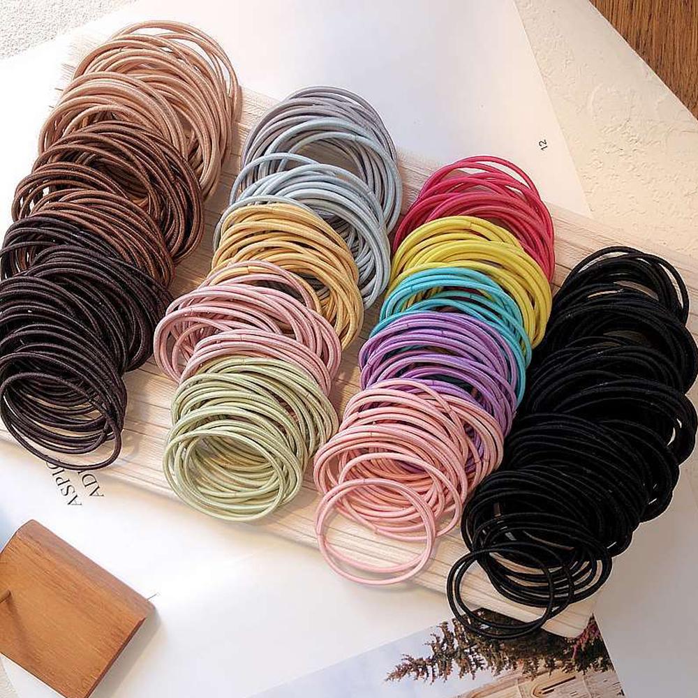 50/100PCS Nylon Elastic Hair Tie 5CM Rubber Band for Women Men Thin Hairbands Ponytail Holder Hair Accessories