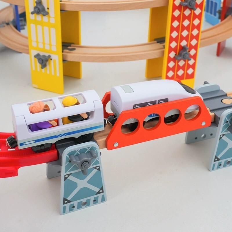 New Colorful Spiral Wooden Tracks All Kinds Railway Bridge Piers fit for Brand Wooden Train Tracks Toys for Children Gift