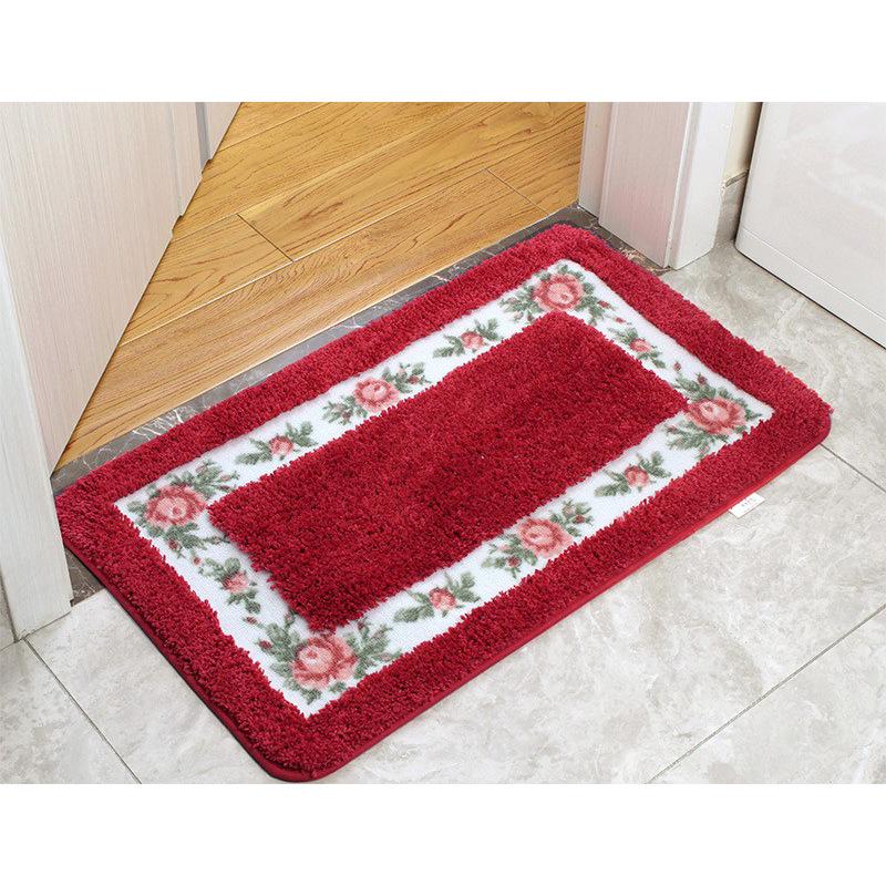 

Rectangular Pastoral Bedside Rug - Water-Absorbing, Non-Slip Bathroom & Toilet Mat 40x60 cm рожевий червоний колір