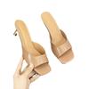 Patent Leather High-heeled Cool Slippers Women's Summer New Square-heeled Thin-heeled Plus-size Women's Slippers