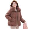 Yalu Damen Verdickte Winter Steppjacke mit Kunstfellkragen