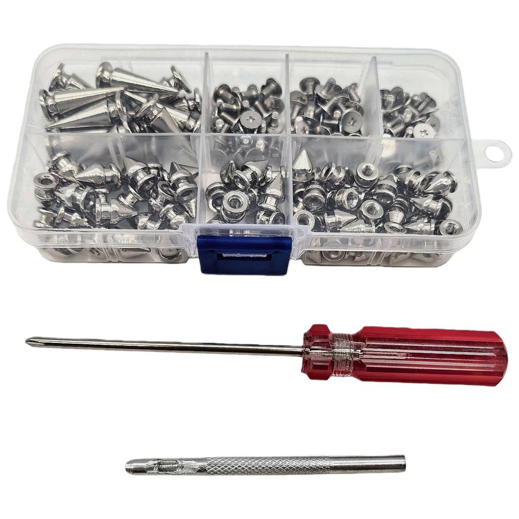 180-Piece Cone Rivet Set with Installation Tool for Leather Decoration