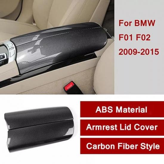 2PC For BMW 7 Series F01 F02 2009-2015 Carbon Fiber Center Armrest Box Cover ABS