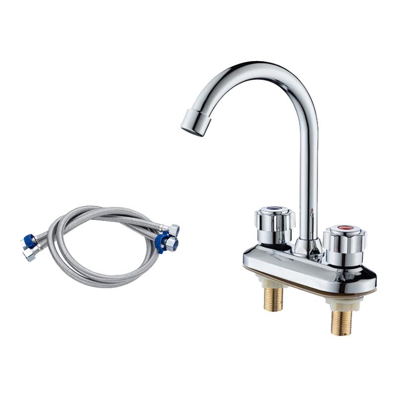 Jing Zhou Yuan Dual Handle 304 Stainless Steel Basin Faucet