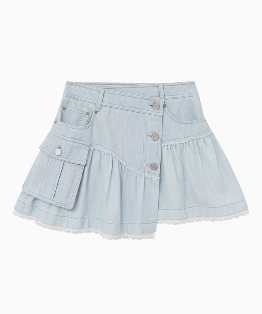 Jenyujeu Layered Frill Button Skirt - Light Blue