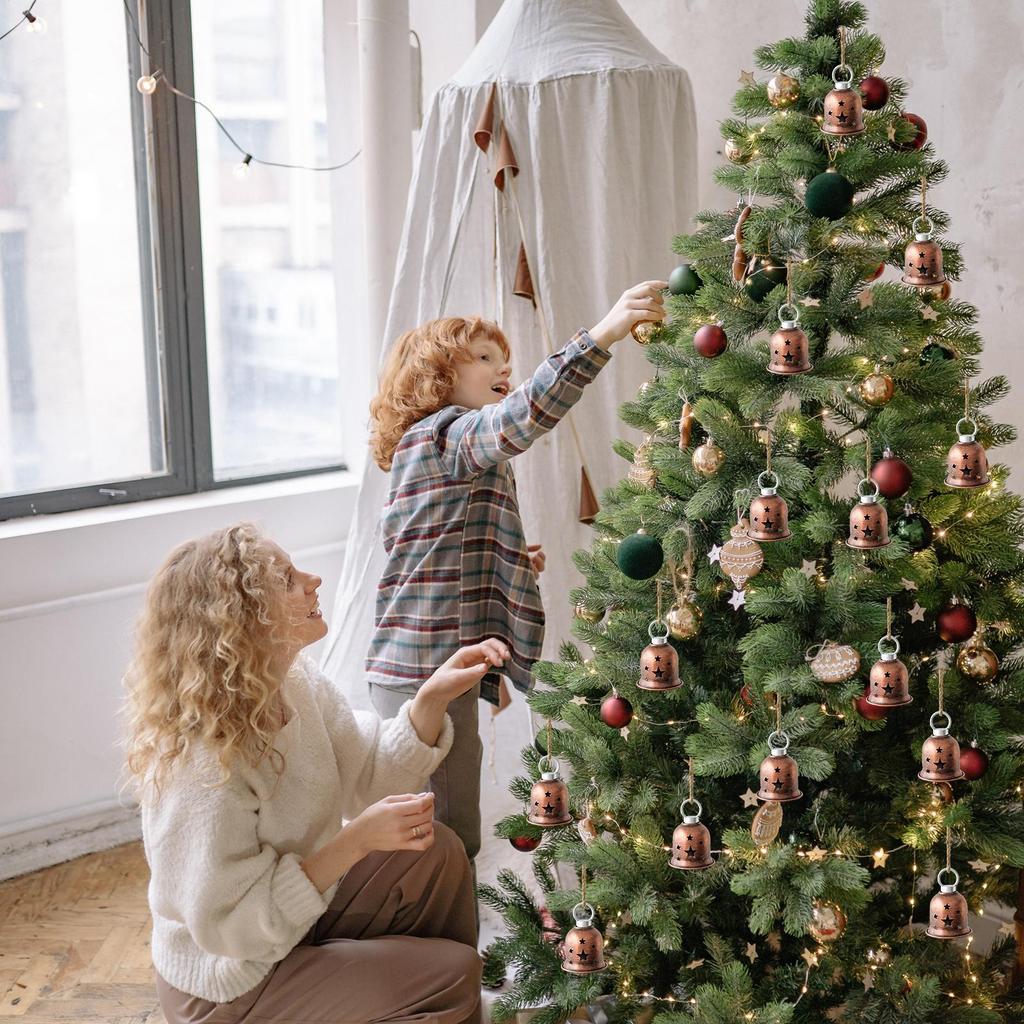Christmas Bells Hollow Party Decoration Christmas Tree Pendant For Holiday Home Dinner School Restaurant Cafe Shopping Mall