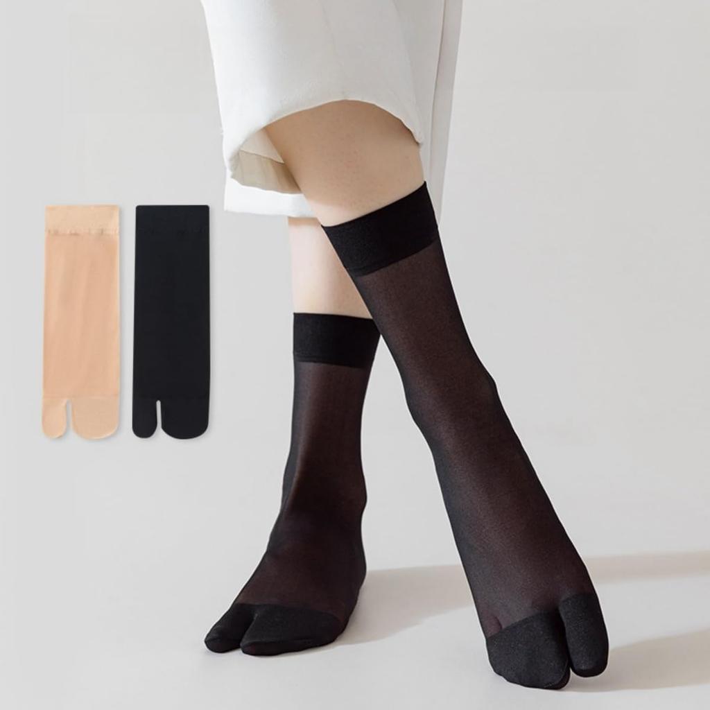 Weuiean Women Split Toe Tabi Socks 5 Pairs Breathable Two Toe Ankle Socks Reinforced Toe Skin Tone One Size