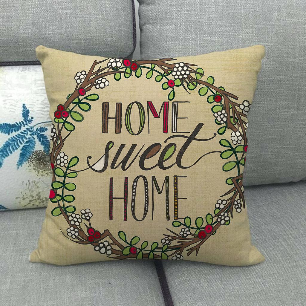 45cm*45cm  Home Sweet Home Throw Cushion Cover Linen/cotton Sofa  Pillow Cover Decorative Pillow Case